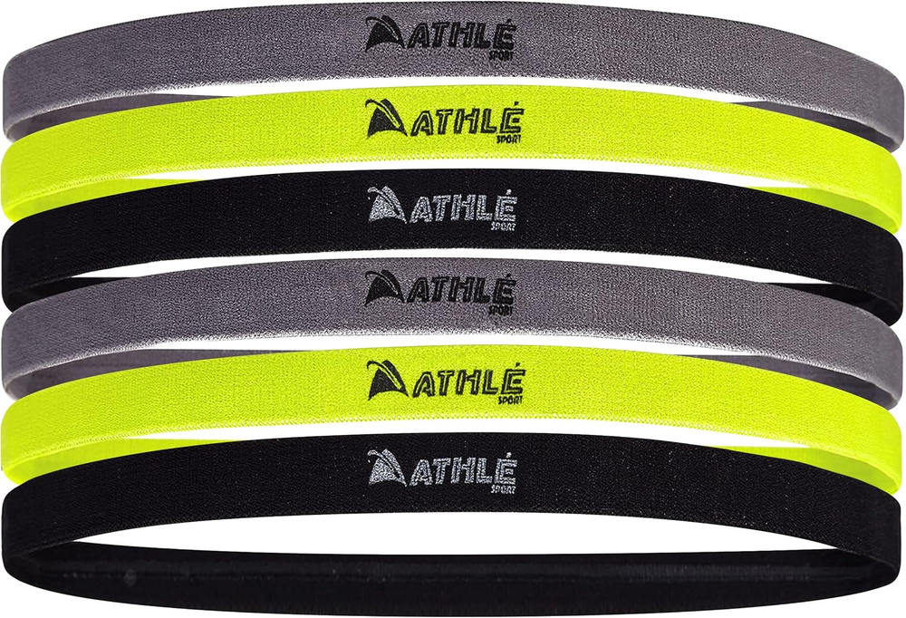 Athlé 6-Pack Elastic Skinny Headbands for Women and Men