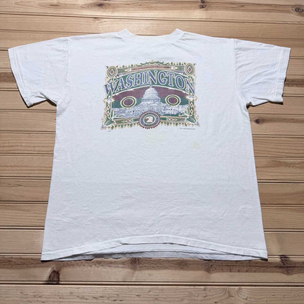 Vintage 90s Washington DC Statehood Capitol Building Souvenir T-Shirt - Large