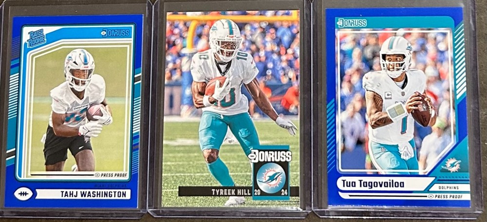 2024 Panini Donruss Football Miami Dolphins 3 Card Insert/Parallel Trading Lot!