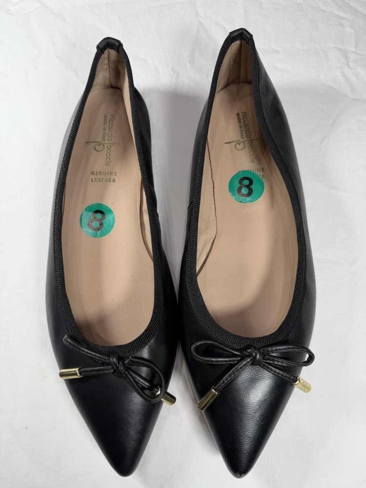 Ricardo Boccia Black Genuine Leather Flats Size 8 Women’s Made In Italy
