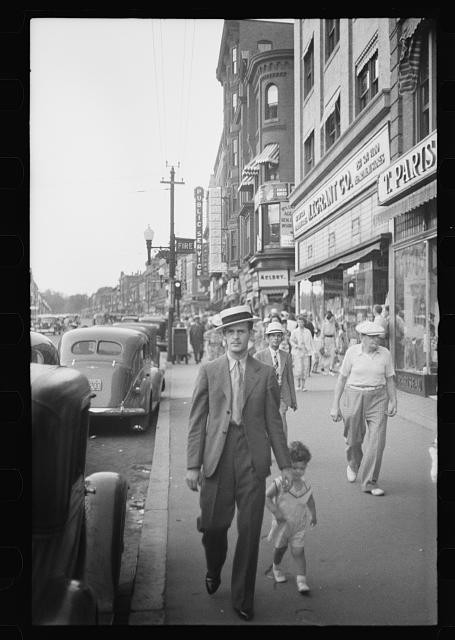 Manchester New Hampshire 1937 downtown street scene pedestrians storefronts