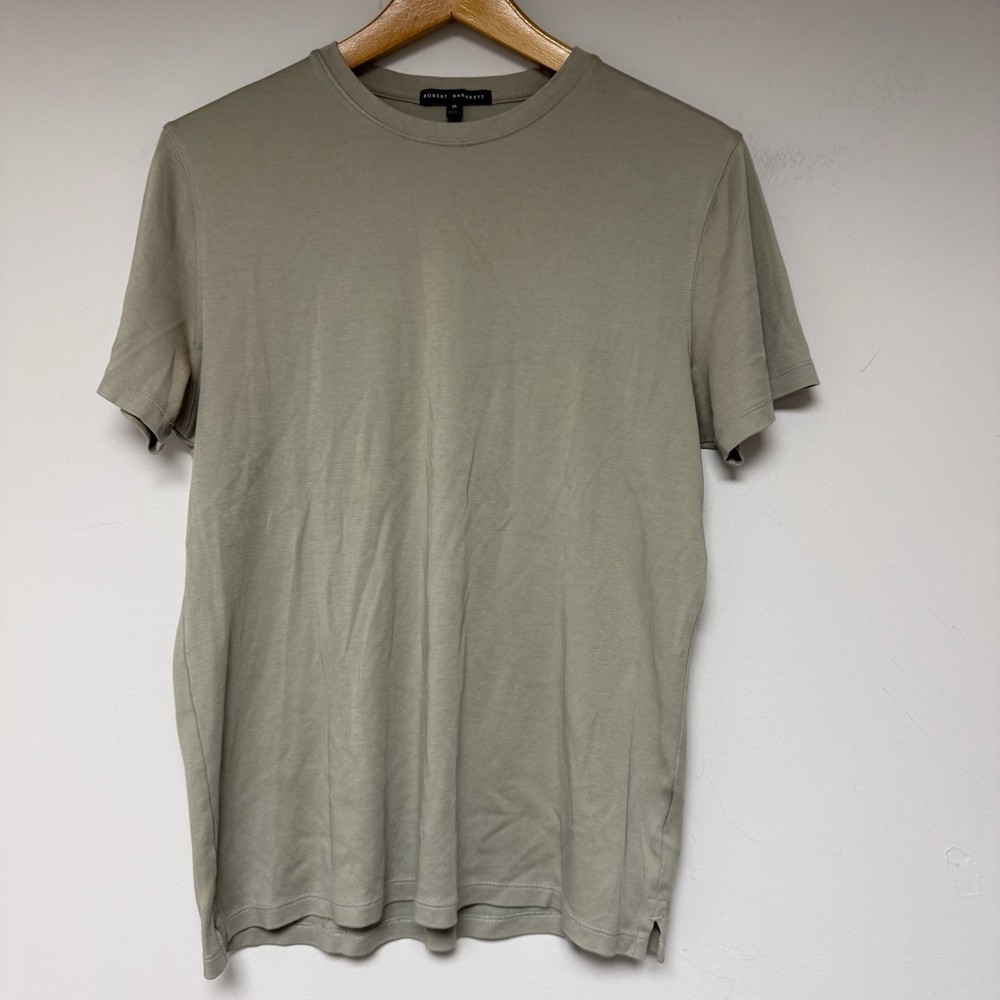 Robert Barakett Men's Medium Crew T Shirt Luxury Olive Short Sleeve Pima Cotton