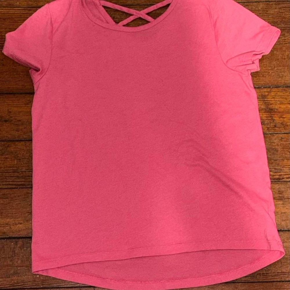 Old Navy Softest Tee Girls Pink Cross-Back T-Shirt
