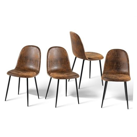 Modern Armless Dining Chairs Set of 4 with Soft Cushions, Sturdy & Comfortable