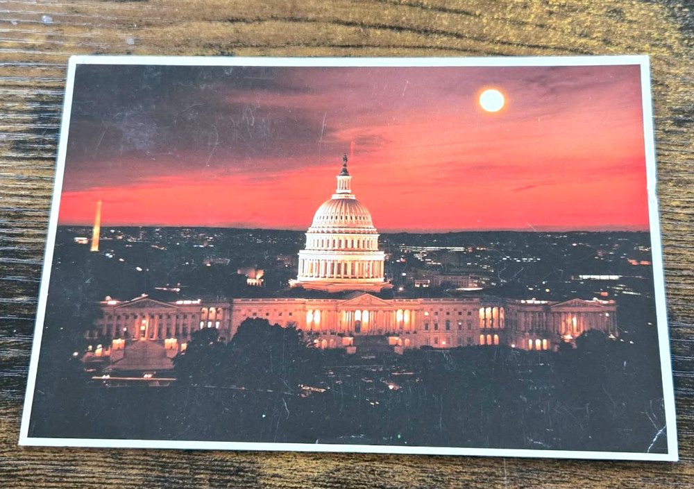 Postcard Night View of United States Capitol Washington DC