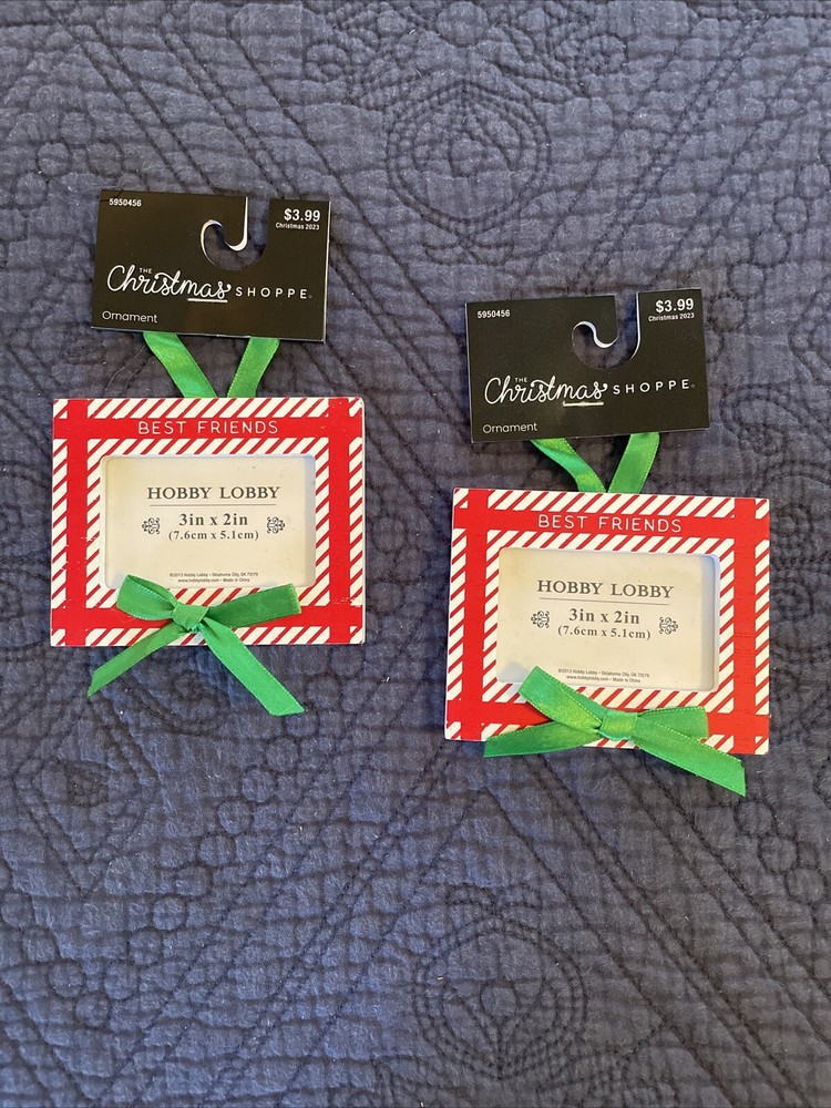 Pair of Hobby Lobby Christmas Ornaments Best Friends Picture Frames