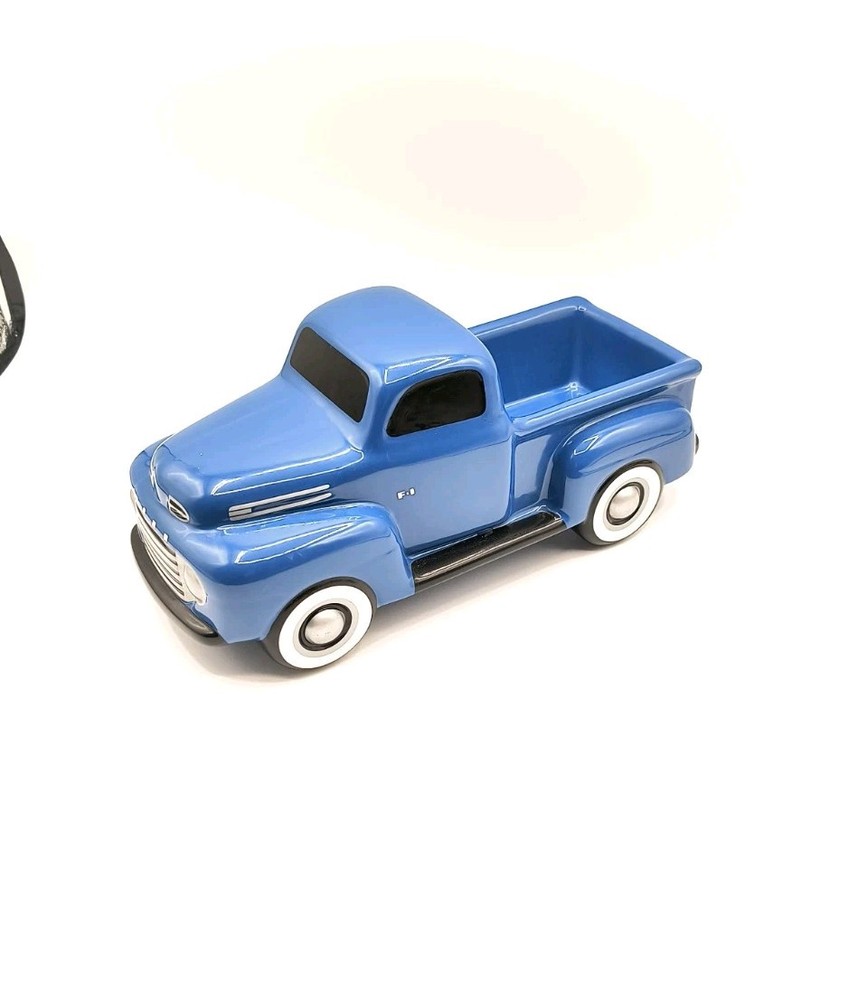 Vintage Ford F-1 Teleflora 1948 Ceramic Pickup Truck Planter/Candy Dish Blue