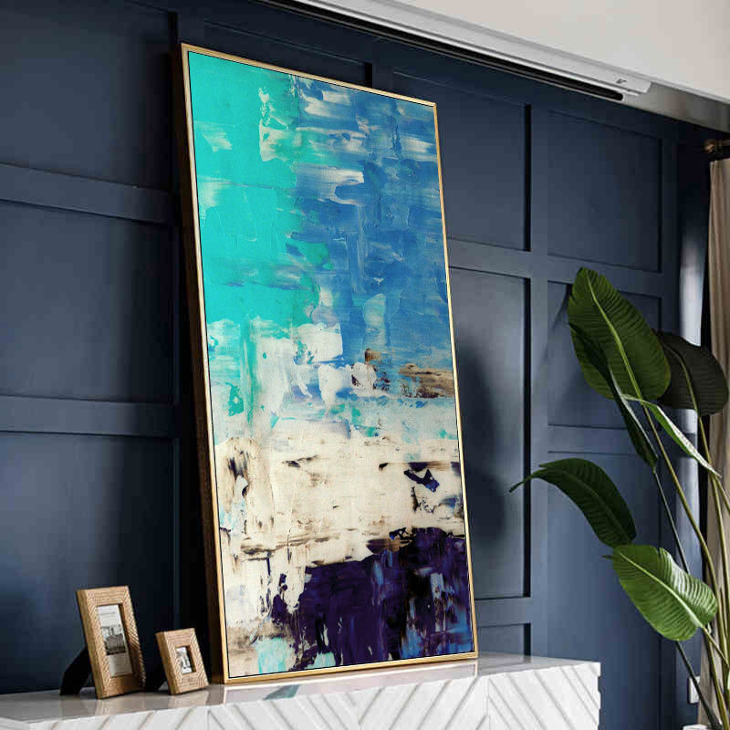 Abstract Hand Painted Oil Painting Modern Hanging Painting Vertical Canvas Decor