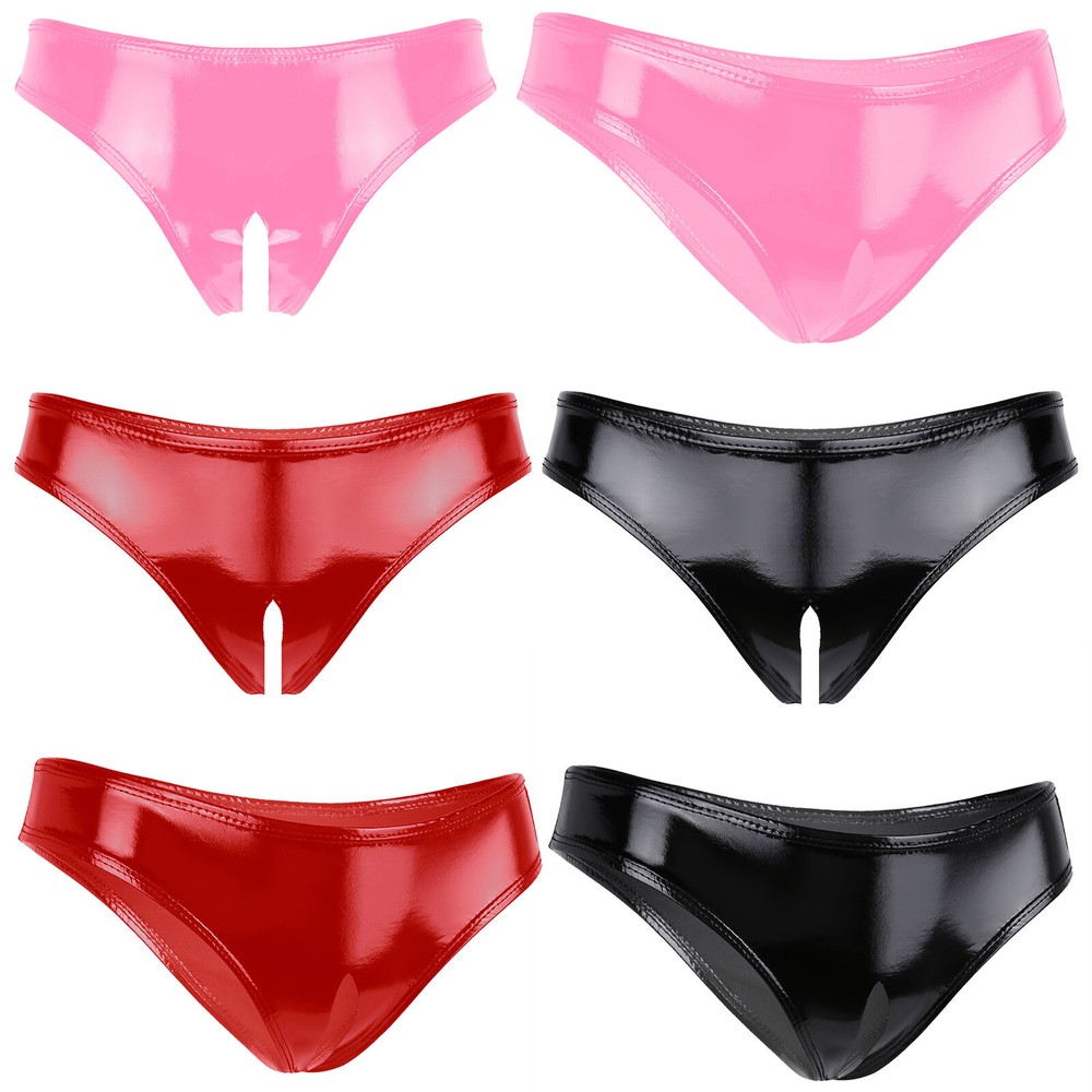 Women Panties Lingerie Underwear Wet Look Briefs Sexy Underpants Naughty Thong