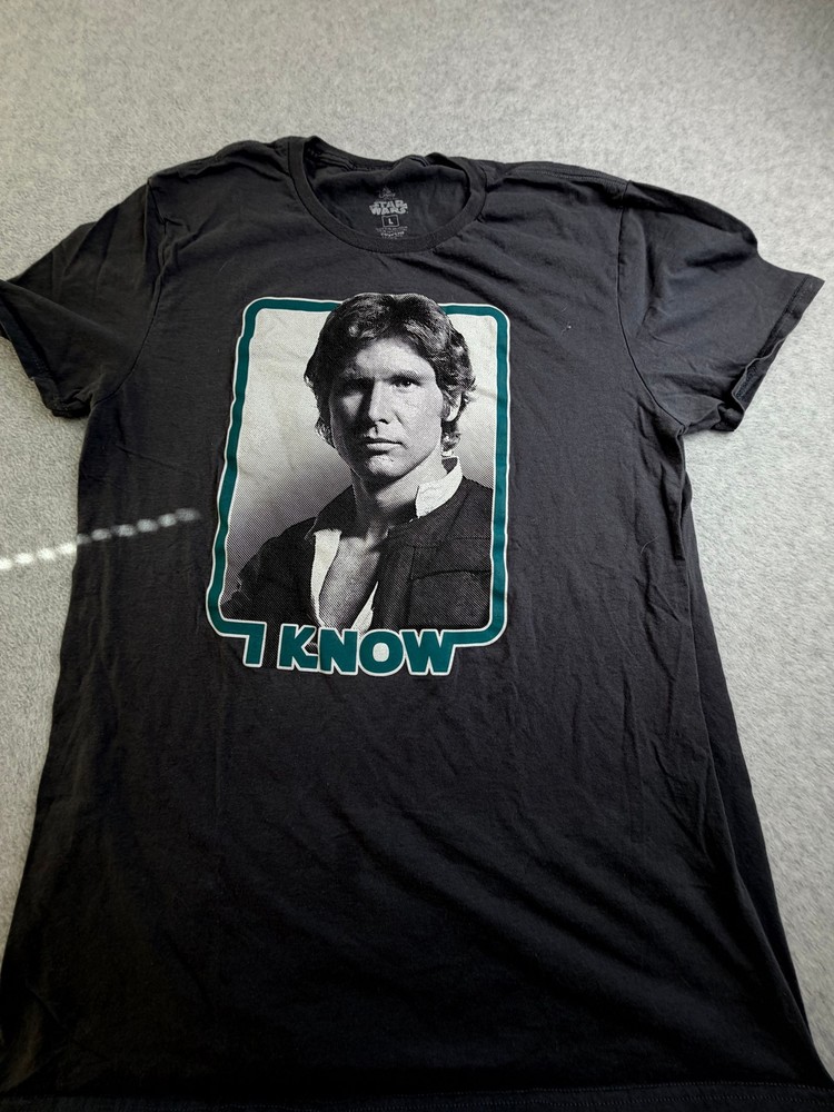 Star Wars Disney Mens T Shirt L Gray Han Solo I Know Graphic Tee