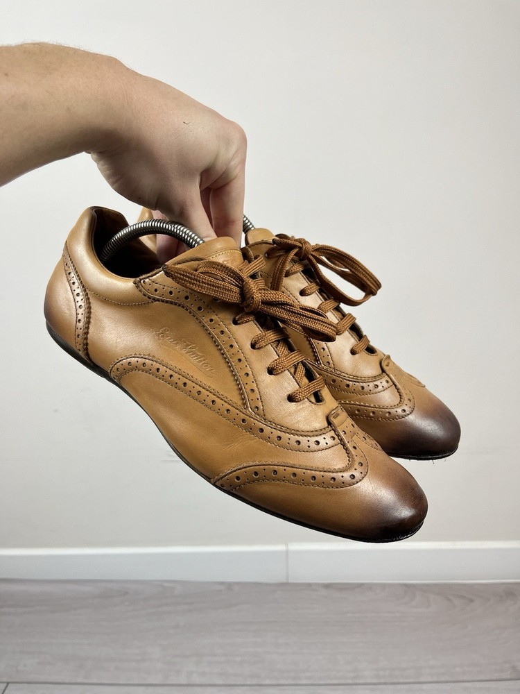 Louis Vuitton Baskets Camel Leather Brogues Shoes Sneakers Mens Size 9 US