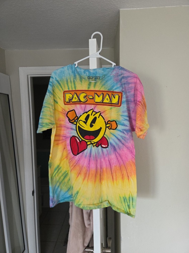 Pac Man Official Namco Merch Vintage Games Tie Dye Shirt Men's Size Medium