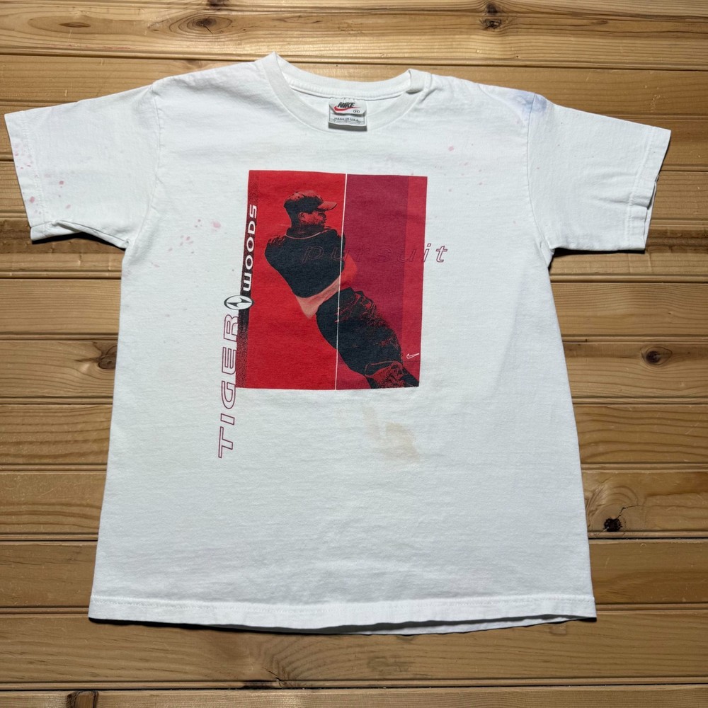 Vintage 90s Nike Sportswear Tiger Woods Pursuit Graphic T-Shirt USA - Medium