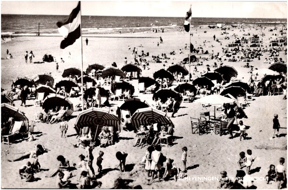 View of Scheveningen Beach The Hague Netherlands 1940s RPPC Postcard Photo