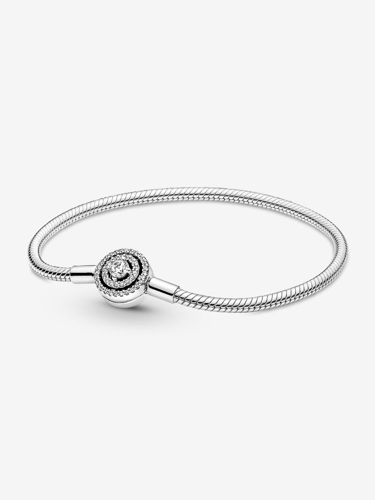 Pandora 925 Sterling Silver Halo Snake Chain Bracelet 7.5 Inch New