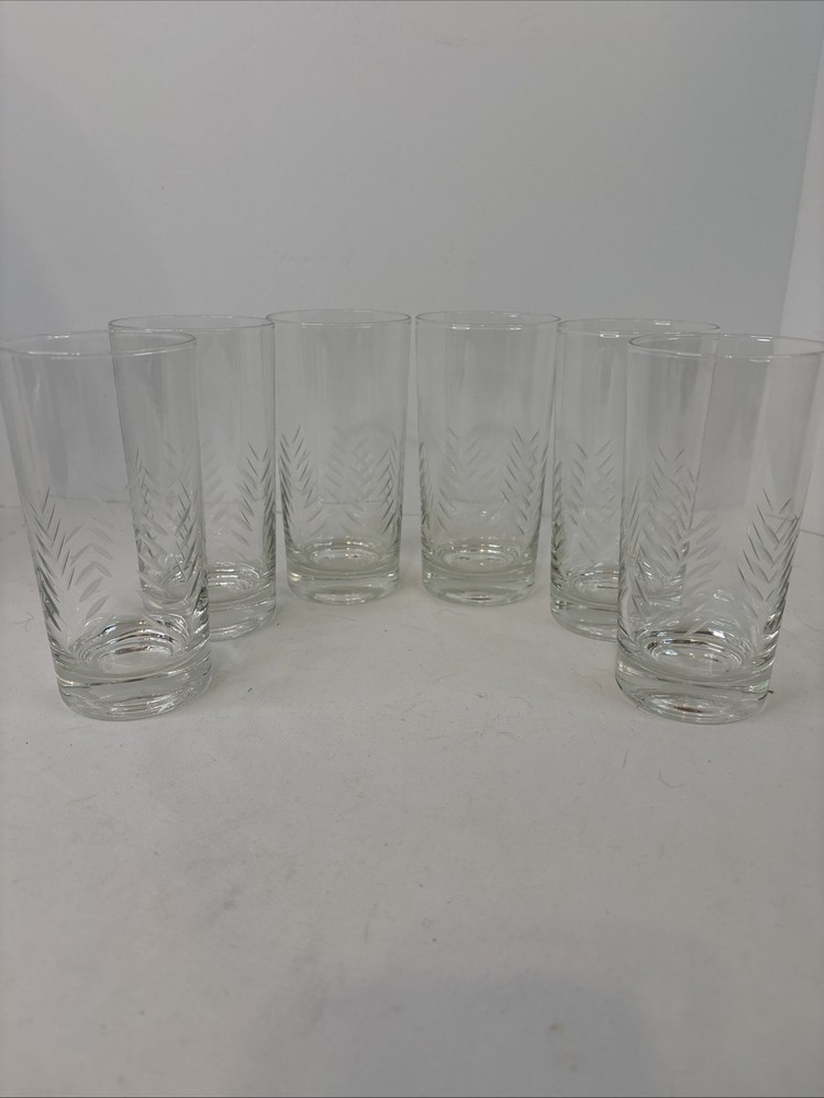 Javit Crystal Rain Highball Tumbler Glasses - Set of 6 - Vintage MCM - 5 5/8” H