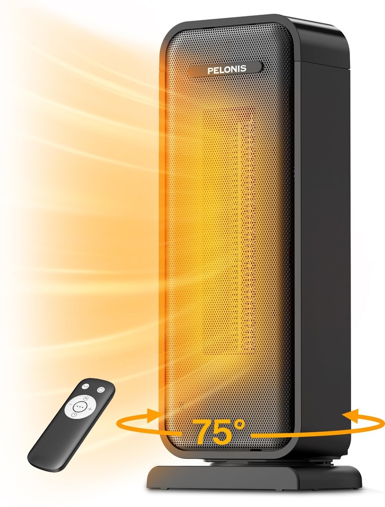 Space Heater Indoor with 75° Oscillation & Remote, 16 Inch Portable Heater wi...