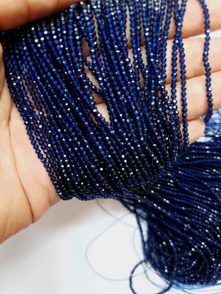 2-3MM Natural Blue Sapphire Faceted Round Gemstone Loose Beads 12