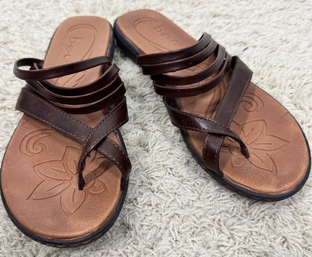 BOC Born Concept Womens Slip On Sandals Size 8 Alisha Toe Loop Flats Slide Brown