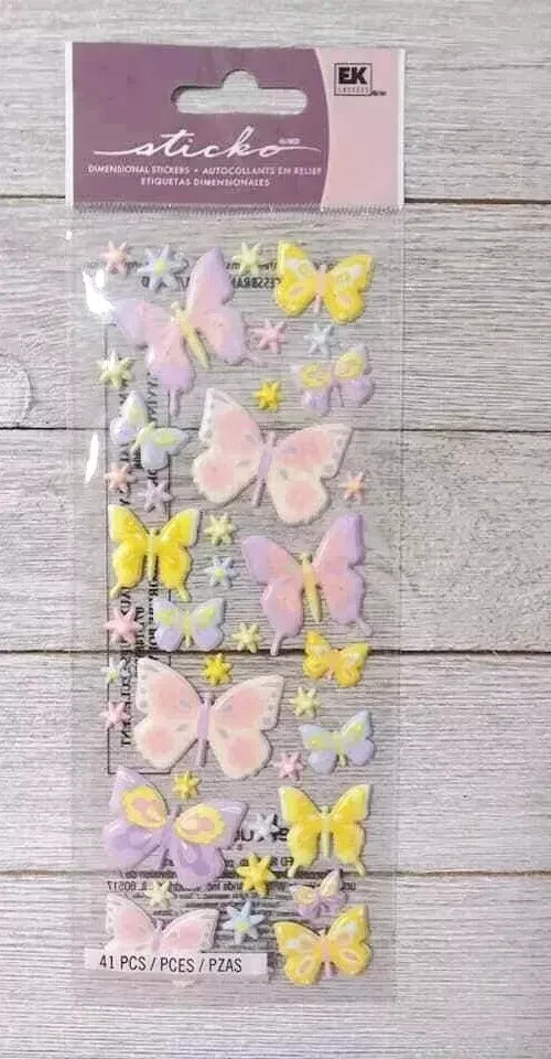 Pastel butterfly fun puffy stickers by EK Success pack of 53