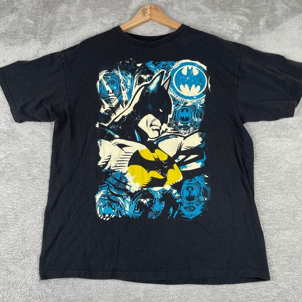 Batman Graphic T-Shirt Mens XL Black DC Comics Superhero Logo Cotton Tee