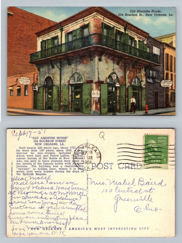 New Orleans, LA-Louisiana, Old Absinthe House Bourbon Street Vintage Postcard-image