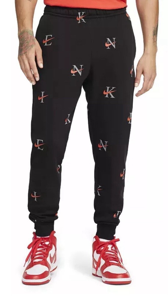NIKE Men's Sportswear Club Black Multi AOP Printed Joggers DV9611-011 Sz LT NWT