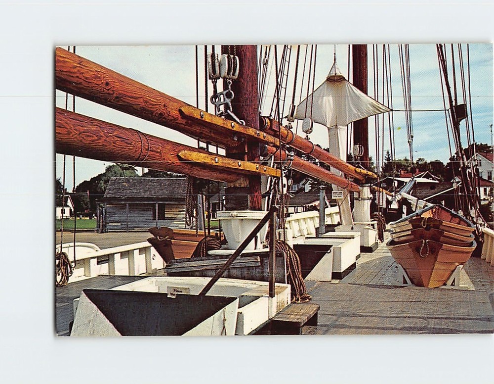 Postcard Nested Fishing Dories on Deck of LA Dunton Gloucester Fishing Schooner
