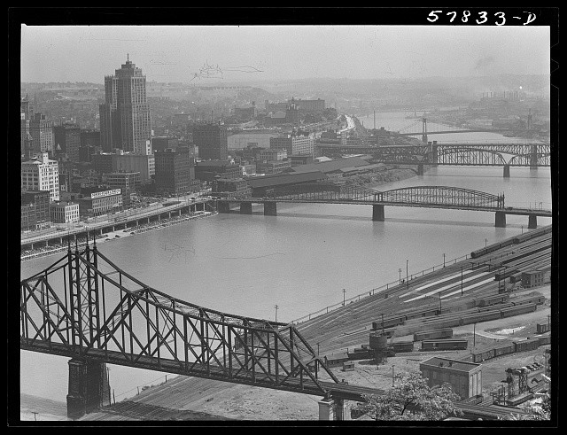 Photo:Pittsburgh Pennsylvania 1941 Skyline Bridges Monongahela River