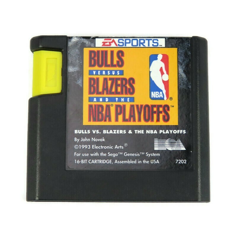 Bulls vs Blazers NBA Playoffs Sega Genesis Game Cartridge 1993 EA Sports