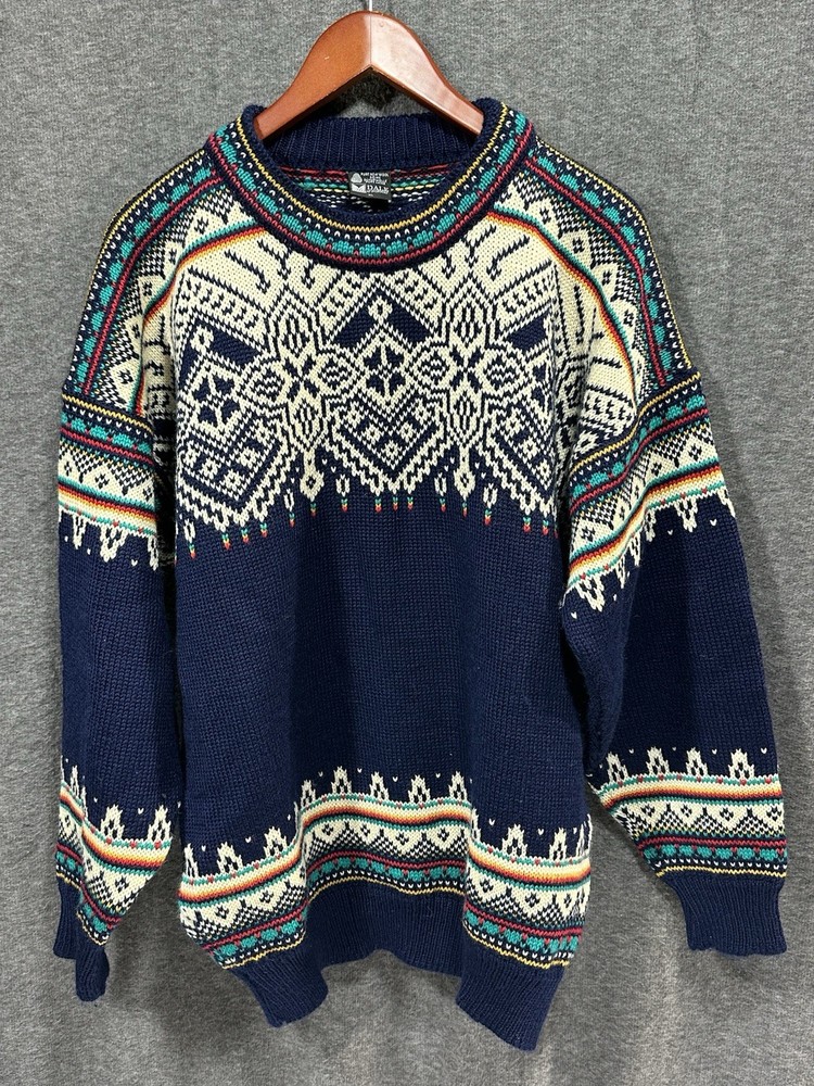 DALE OF NORWAY Knit Sweater (Thick), XL, Wool, NVY, 11T370