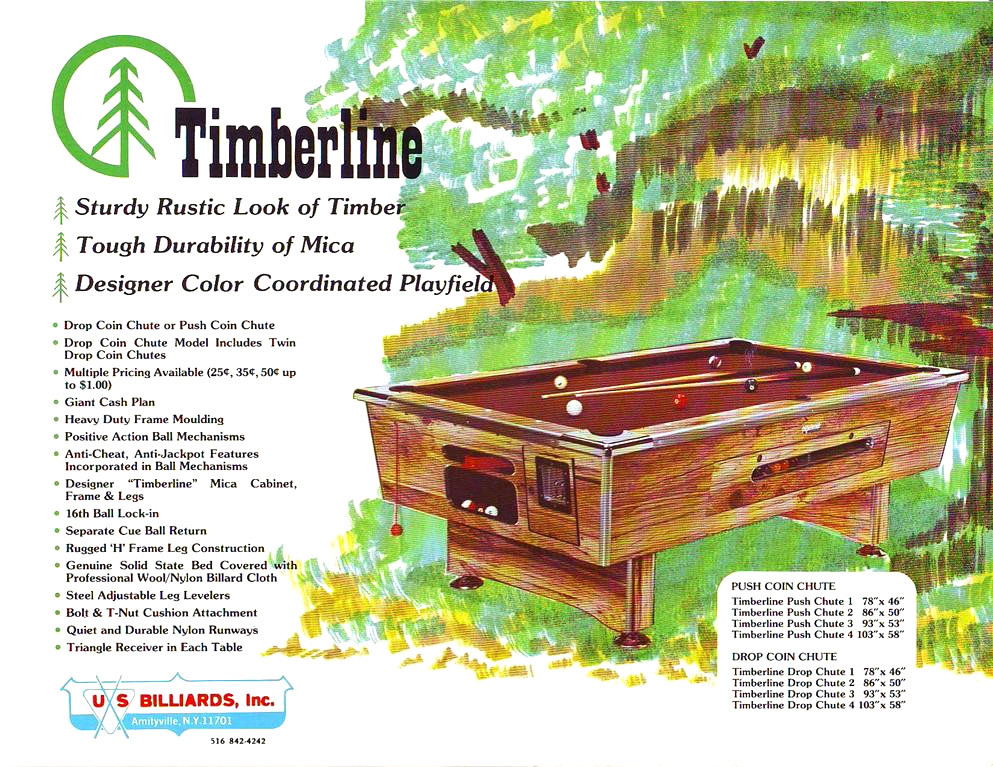 Vintage Timberline Original NOS Pool Table Sales Flyer Promo Artwork
