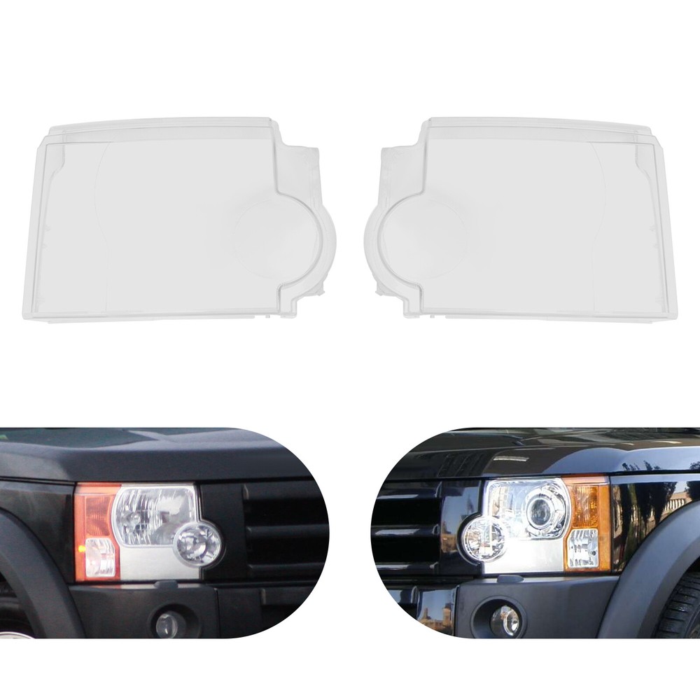 For Land Rover LR3 2005-2009 Left + Right Headlamp Headlight Lens Cover Clear
