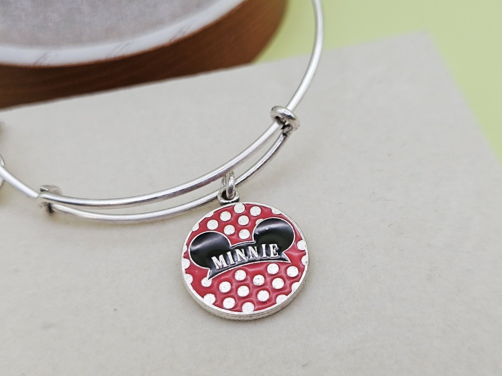 Disney Parks Alex & Ani Minnie Mouse Ear's Hat Silver Charm Bangle Bracelet 🎁