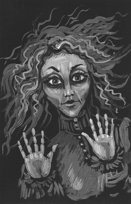 PRINT OF HALLOWEEN PAINTING RYTA GHOST HAUNTED HOUSE folk art portrait ghoul 🌗