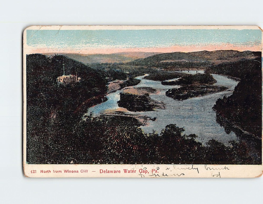 Postcard North View from Winona Cliff Delaware Water Gap Pennsylvania USA