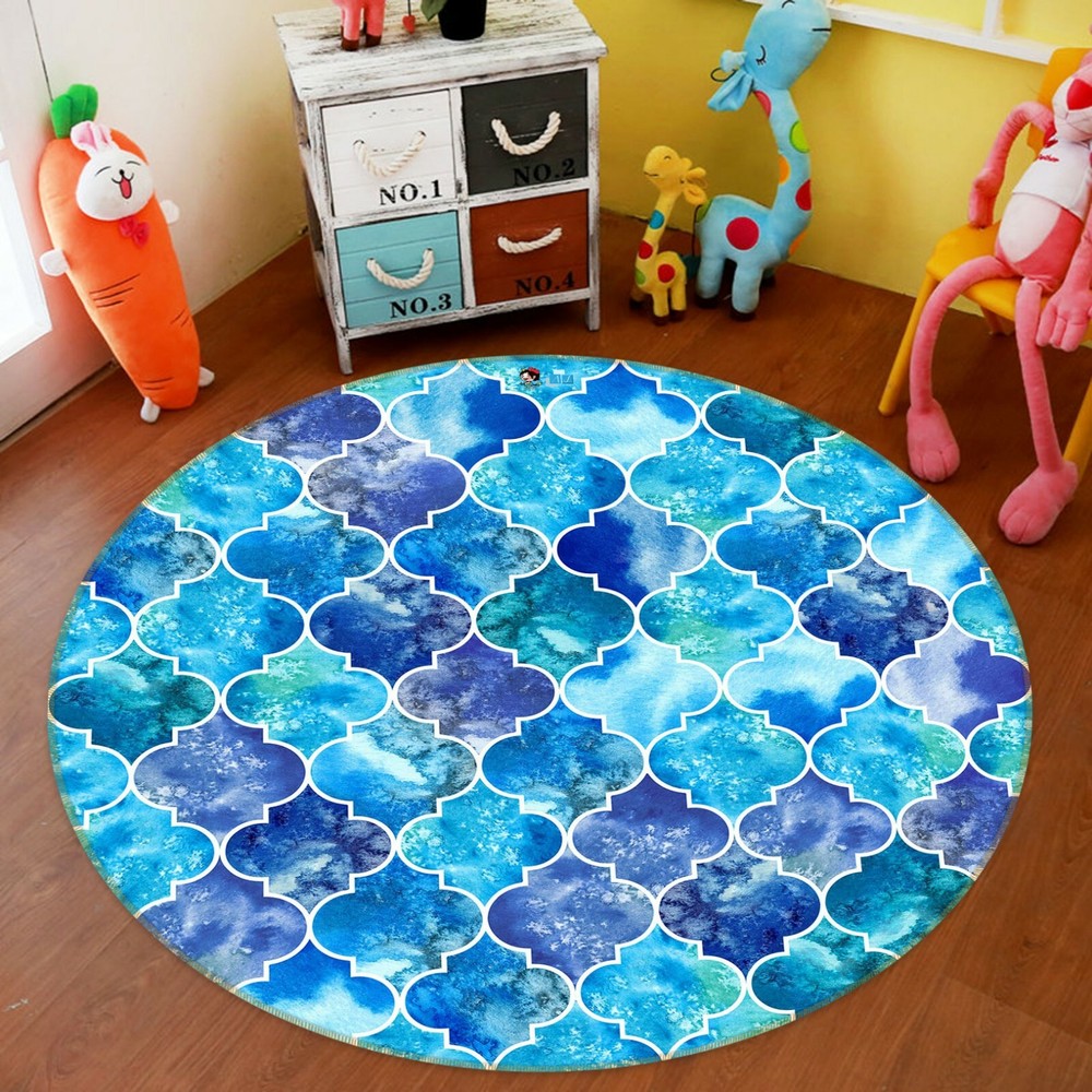 3D Blue Lantern Pattern NAO5675 Game Rug Mat Elegant Photo Carpet Mat Fay