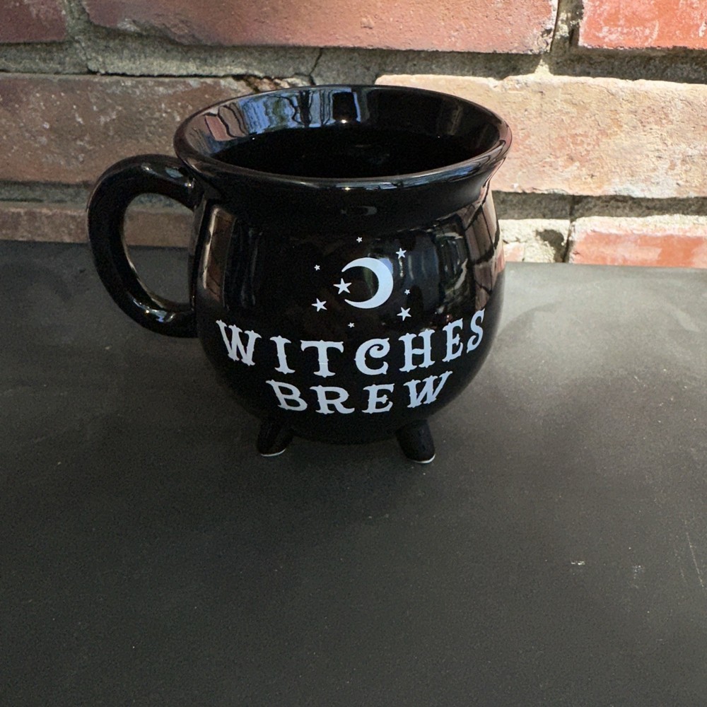 Witches Brew Cauldron Mug – Black Stoneware Coffee Tea Cup Gothic Witchy Gift