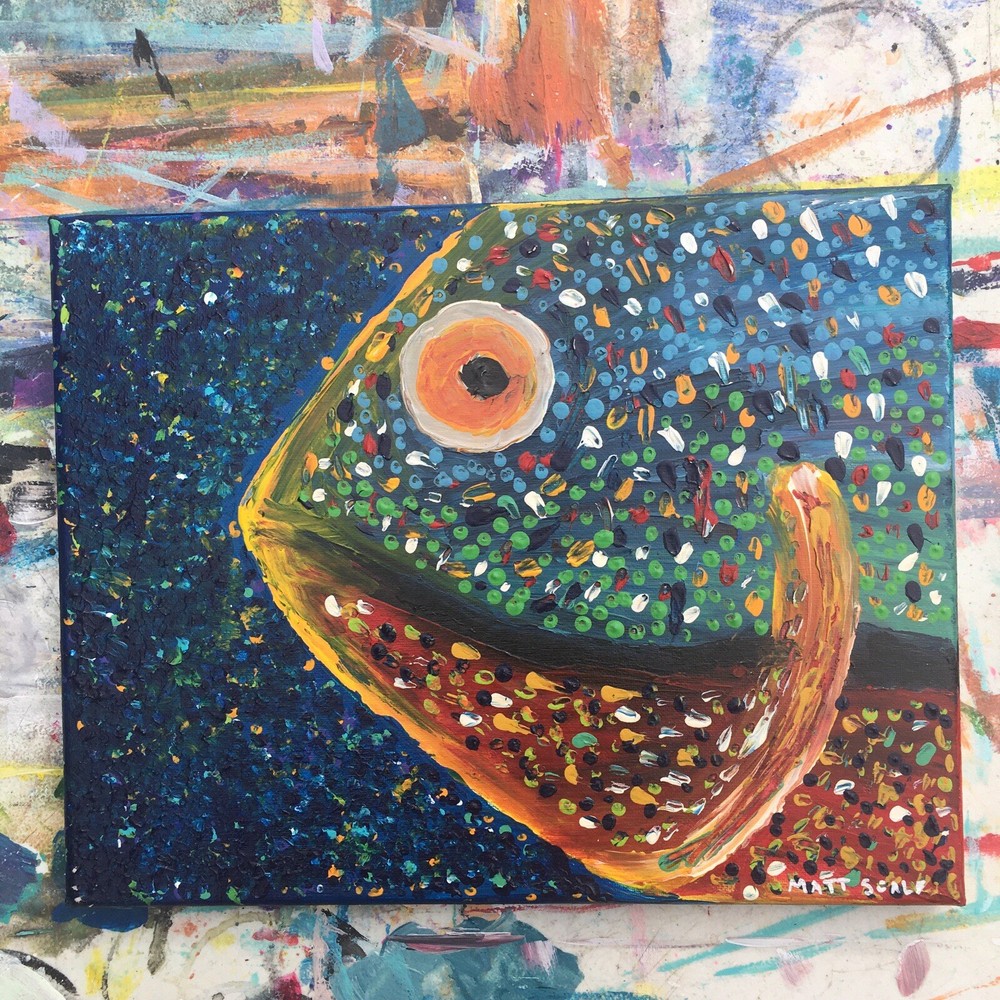 Matt Scalf 11x14 Canvas Fish Abstract Beach Lake Decor Signed Collectible Modern