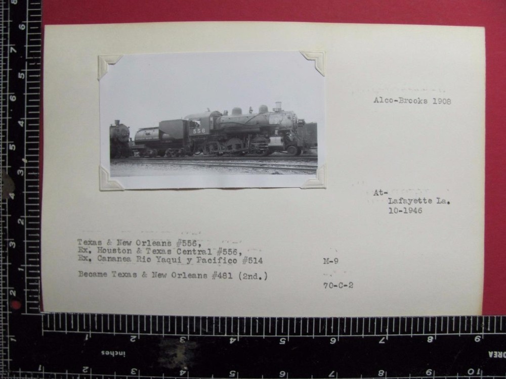 TEXAS & NEW ORLEANS RAILROAD LOCOMOTIVE #556 PHOTO ex H&TC #556 at LAFAYETTE LA