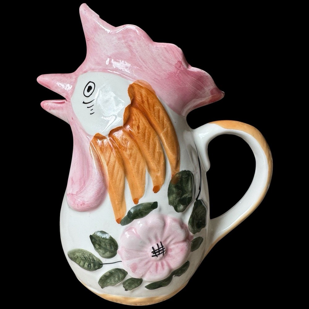 Vintage Ceramic Chicken Hen Rooster Pitcher Creamer Farmhouse Decor