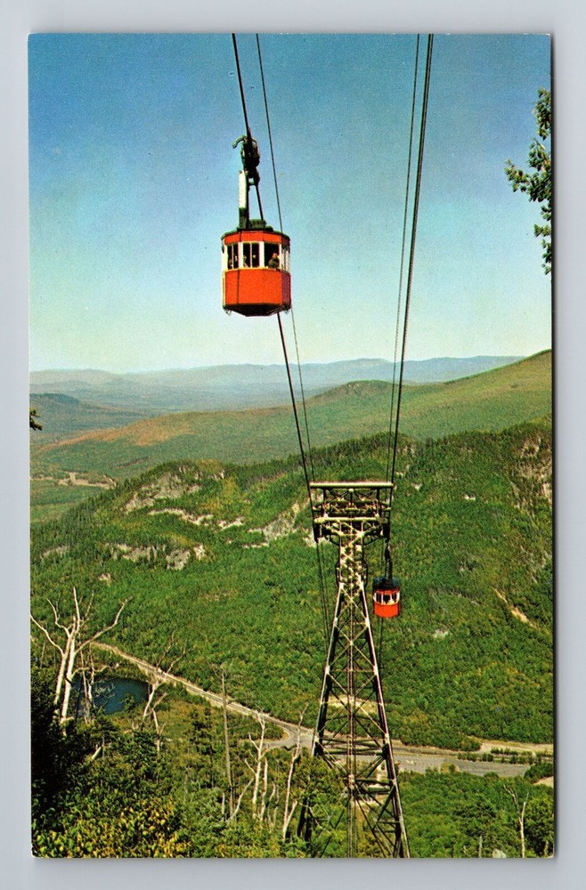 Franconia Notch NH-New Hampshire, Tram Cars and Tower, Antique Vintage Postcard