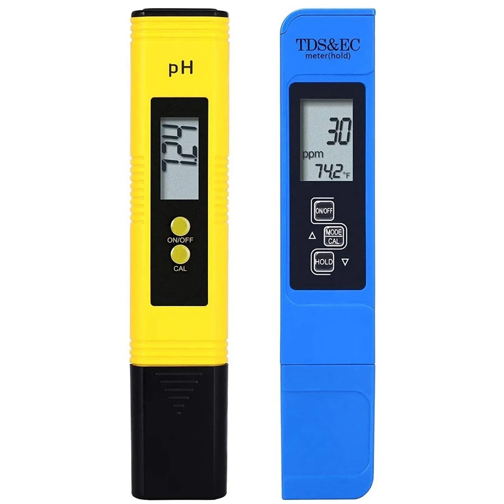 2Pcs Digital LCD PH Meter Pen +TDS EC Water Purity PPM Temperature Tester_Tool