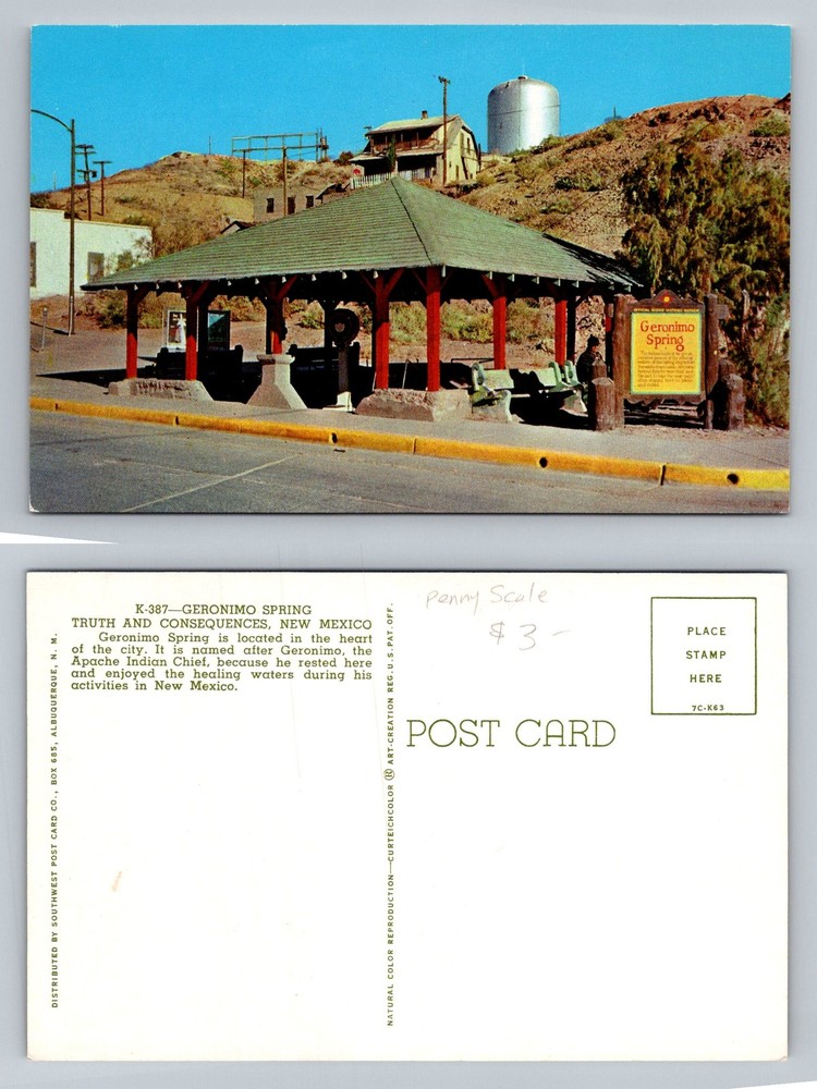 Truth or Consequences, NM-New Mexico, Geronimo Spring Shelter Vintage Postcard