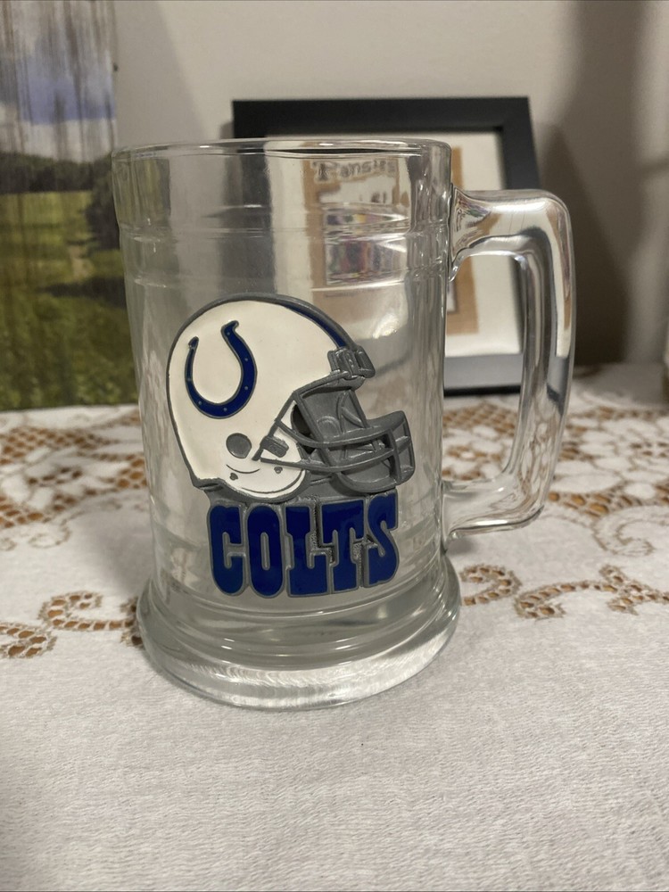 Indianapolis Colts Glass Beer Mug Stein w/ Fine Pewter Emblem - 2002 - NFL