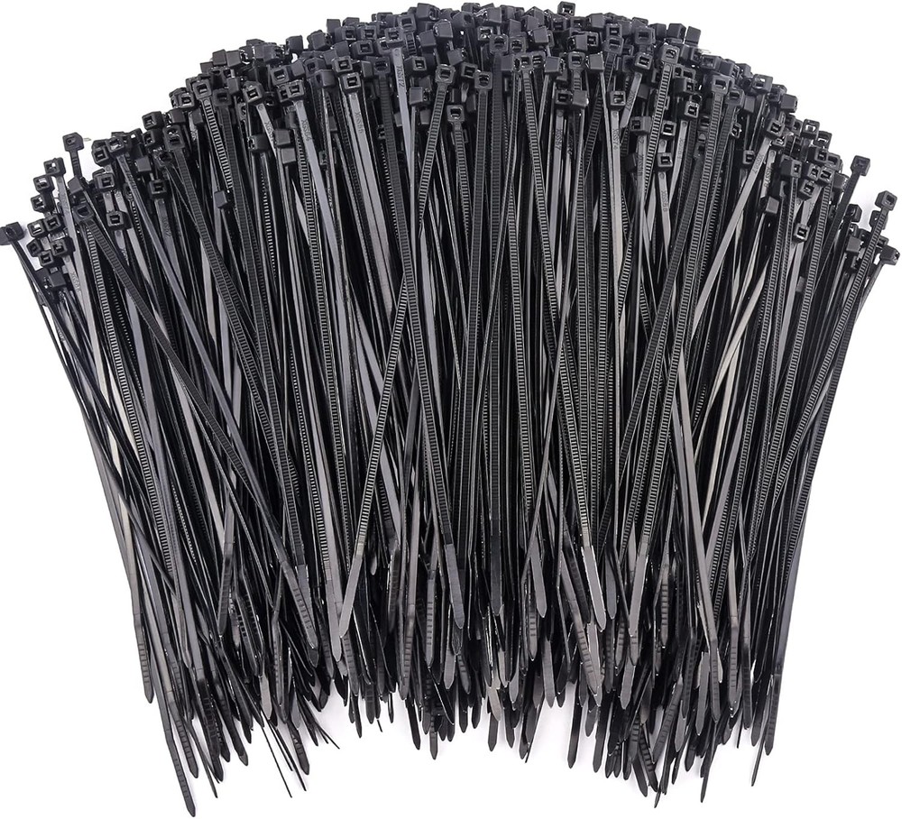 1000 Black 4-Inch Self-Locking Nylon Zip Ties for Cable Management