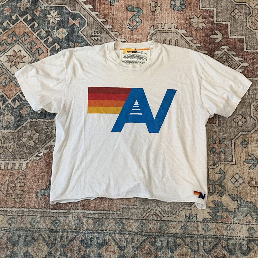 aviator nation tee shirt White Women’s Size L