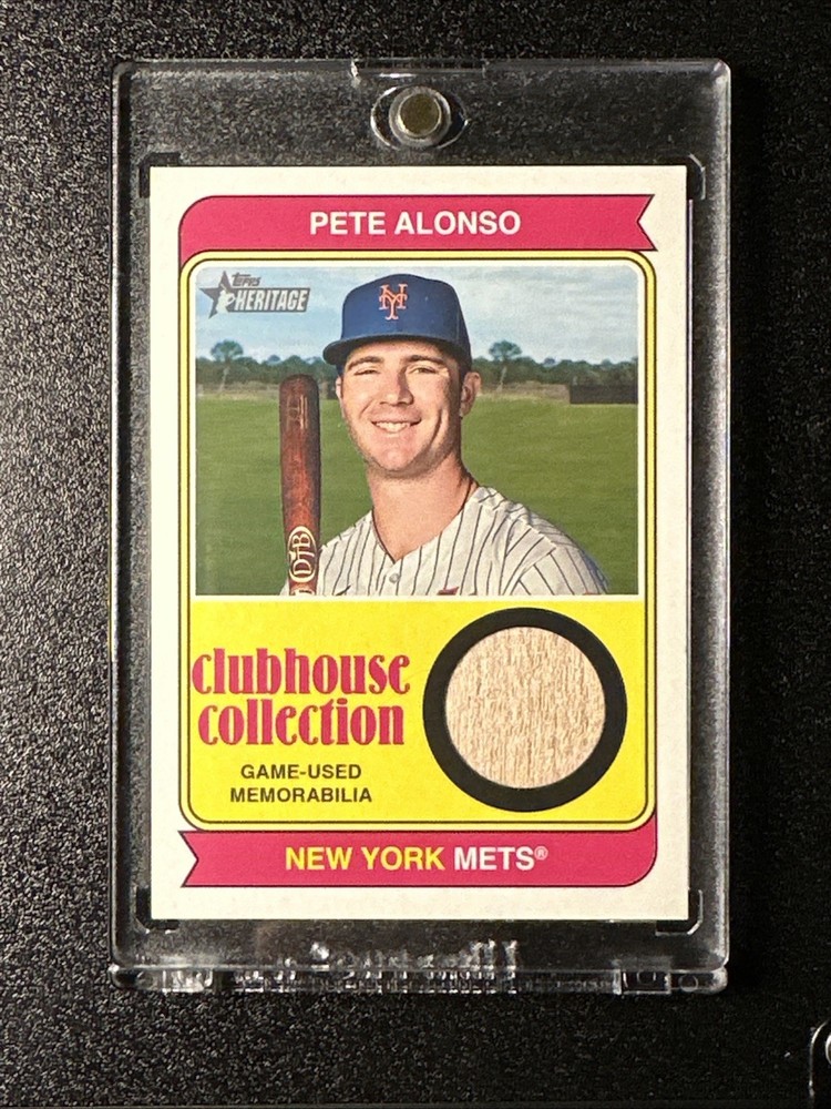 2023 Topps Heritage Clubhouse Collection Relics Pete Alonso MEM Mets Game-Used Memorabilia Card