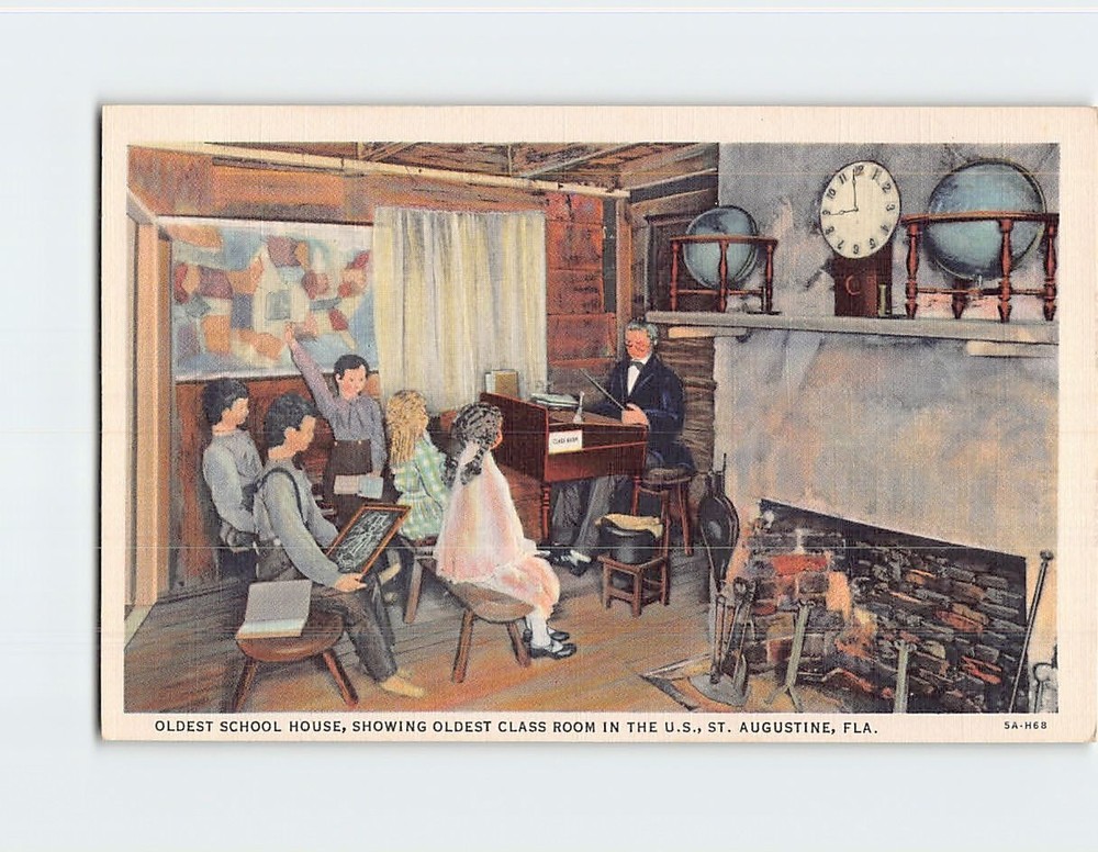 Postcard Oldest Classroom in the Oldest School House St. Augustine Florida USA