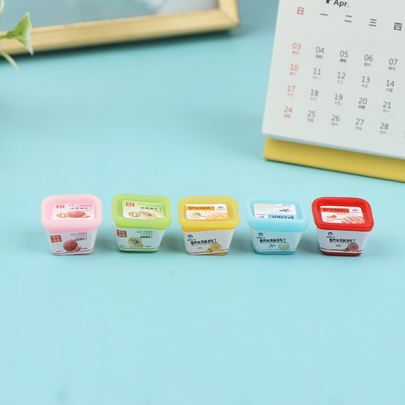 10pcs 1/12 Mini Dollhouse Sundae Ice Cream Cups Pretend Food Accessories